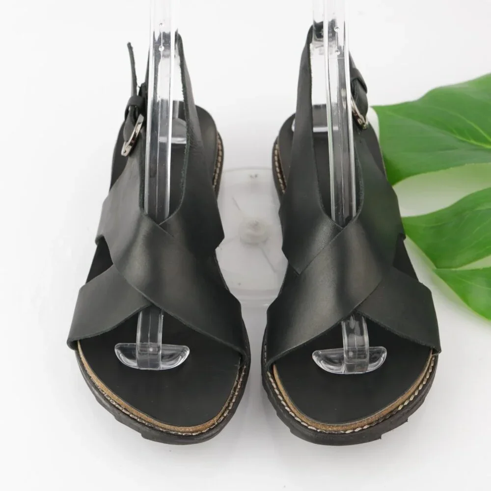 Matisse Womens Arielle Sandal Size 7 Black Leather Slingback Gladiator‎ Lug Sole